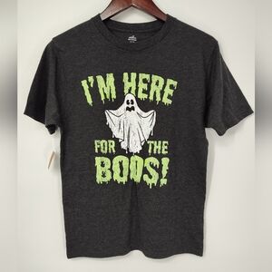 Men's Gray Graphic Tee - I'm Here for the Boos - Size Small